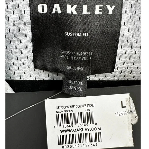 NWT Oakley Instacop Sunset Coaches Full Zip Rain Windbreaker Jacket Neon Green L - Picture 8 of 13